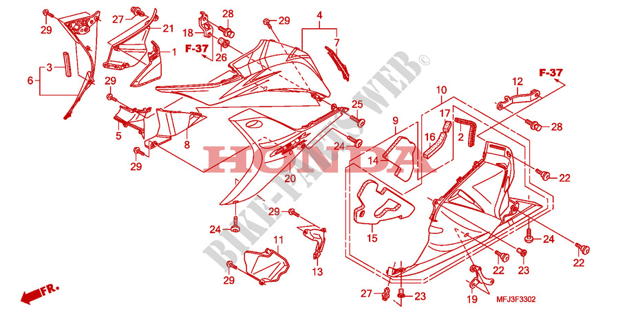 CAPO INFERIOR(IZQ.)(CBR600RR9,A,B/RA9,A,B) para Honda CBR 600 RR ABS TRICOLORE 2011