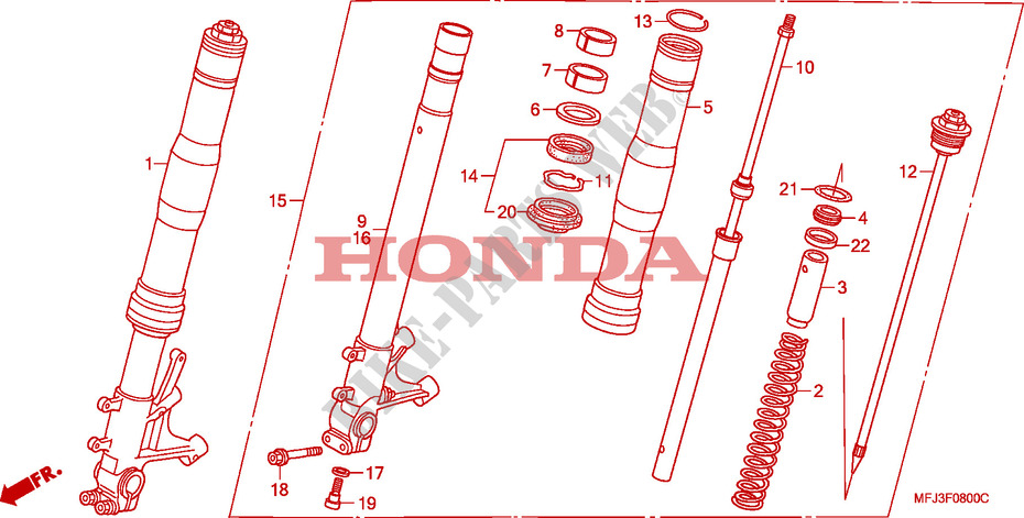 HORQUILLA DELANTERA para Honda CBR 600 RR GRAY ORANGE 2011
