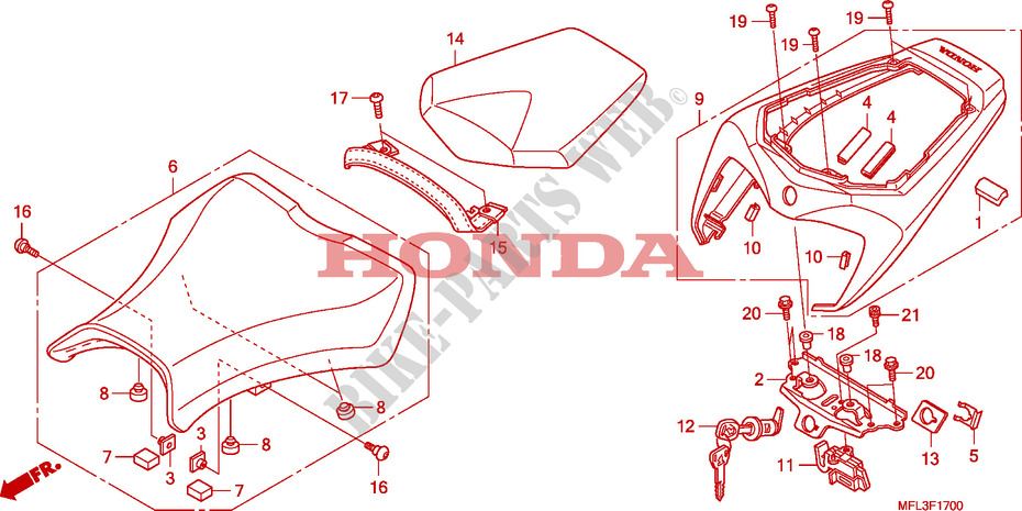 ASIENTO para Honda CBR 1000 RR FIREBLADE LARANJA 2010