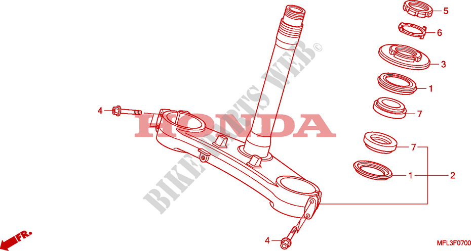 VASTAGO DE DIRECCION para Honda CBR 1000 RR FIREBLADE LARANJA 2010