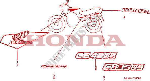 FLEJE/MARCA (CB350SG/CB450SG) para Honda CB 450 S 1986
