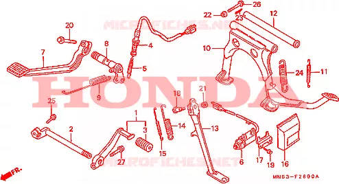 PEDAL/ESTANTE (GL1500J/K/L/AM/SEM) Honda MOTO 1500 GOLD-WING 1990  GL1500L