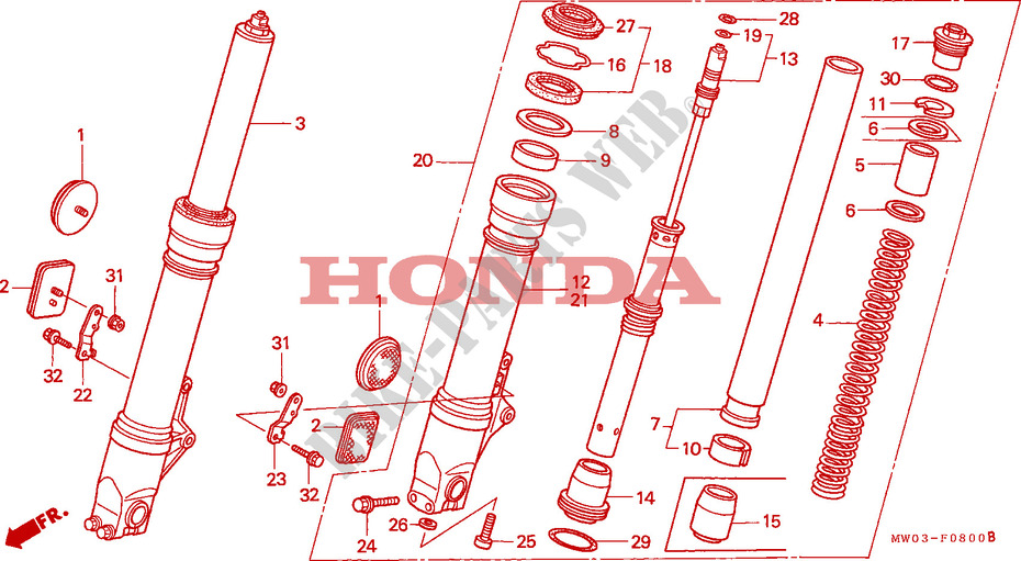 HORQUILLA DELANTERA para Honda CBR 900 RR 1993