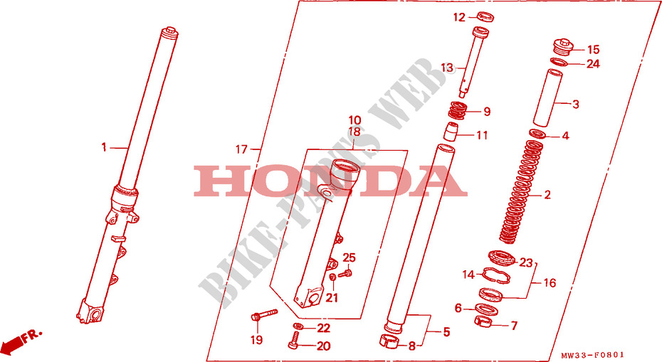 HORQUILLA DELANTERA(CB750F2) para Honda SEVEN FIFTY 750 1992
