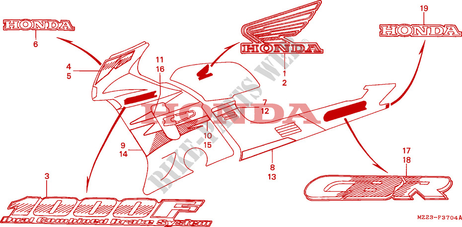 FLEJE/MARCA(5) para Honda CBR 1000 DUAL CBS 1995