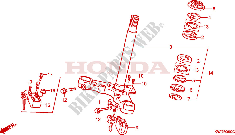 VASTAGO DE DIRECCION para Honda CB 250 RED LIGHT SINGLE SEAT 1996