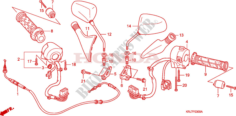 INTERRUPTOR/CABLE/RETROVISOR para Honda S WING 125 FES ABS 2011