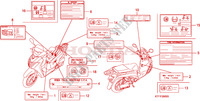 ETIQUETA DE PRECAUCION para Honda SH 125 R, REAR DRUM BRAKE, TOP BOX 2010