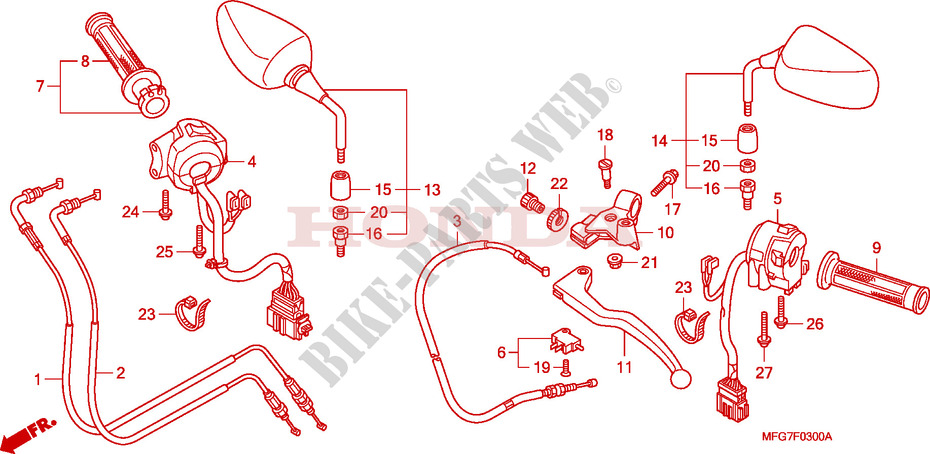PALANCA DE MANIJA/INTERRUPTOR/ CABLE para Honda CB 600 F HORNET 34HP 2008