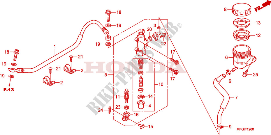 REAR BRAKE MASTERCYLINDER para Honda CB 600 F HORNET STRIPE 2010