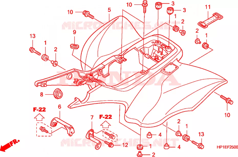 GUARDABARROS TRASERO Honda ATV 450 FOURTRAX 2009  TRX450R9