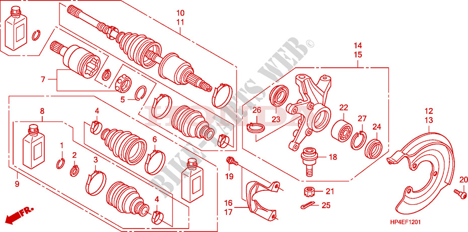 ARTICULACION DELANTERA(4WD) para Honda FOURTRAX 420 RANCHER 4X4 PS RED 2010
