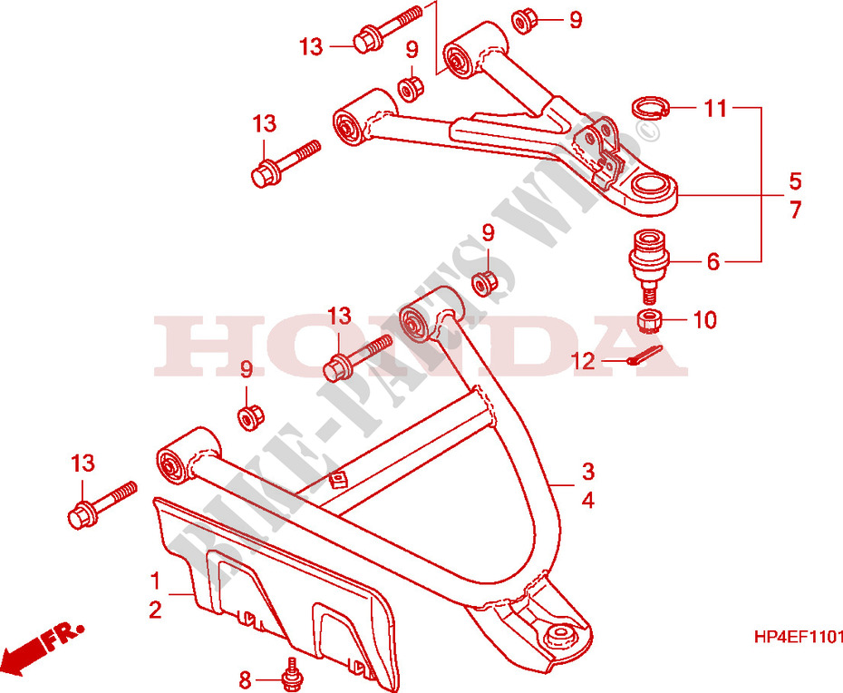 BRAZO DELANTERO(4WD) para Honda FOURTRAX 420 RANCHER 4X4 PS RED 2010