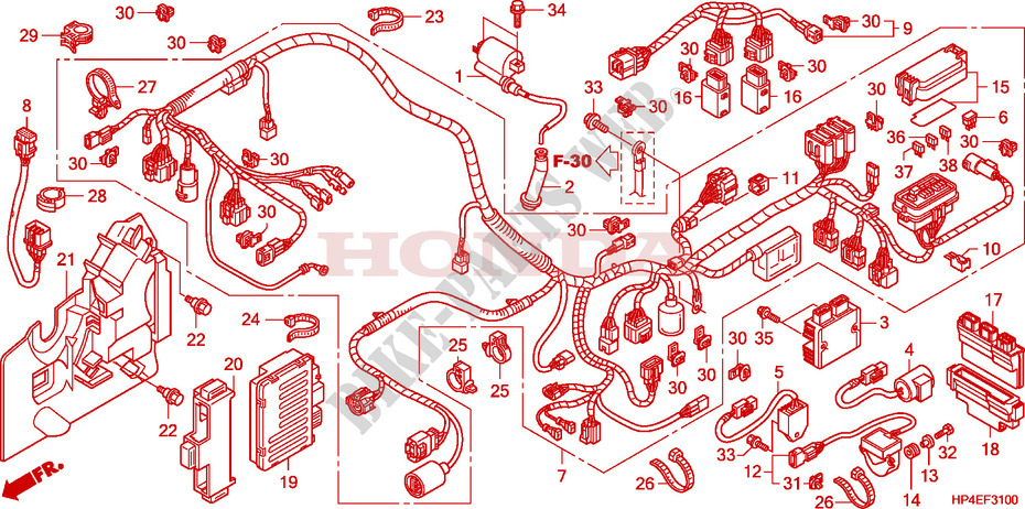 CONJUNTO DE ALAMBRES para Honda FOURTRAX 420 RANCHER 4X4 PS RED 2010