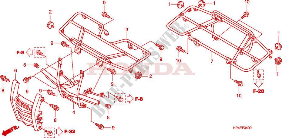 TRANSPORTADOR para Honda FOURTRAX 420 RANCHER 4X4 PS RED 2010