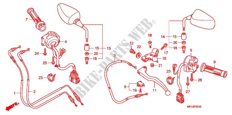 PALANCA DE MANIJA/INTERRUPTOR/CABLE(1) para Honda CB 600 F HORNET 2012