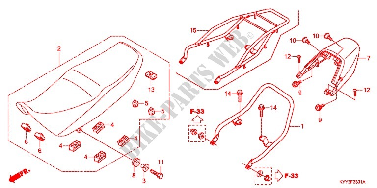 ASIENTO/CAPO TRASERO (2) para Honda CB1 125 RADIOS RUEADA 2012