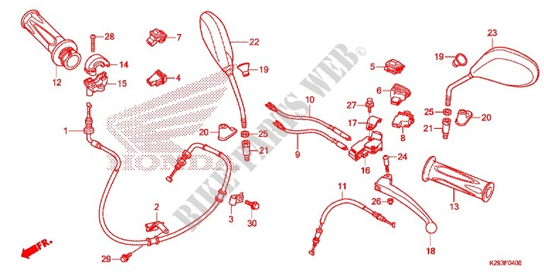 PALANCA DE MANIJA/INTERRUPTOR/CABLE(1) para Honda SH MODE 125 2014