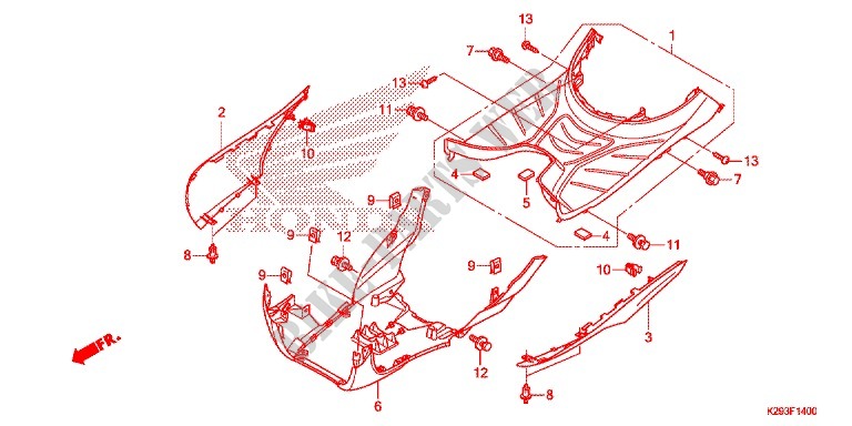 PASO DE PISO/CUBIERTA INFERIOR para Honda SH MODE 125 2014