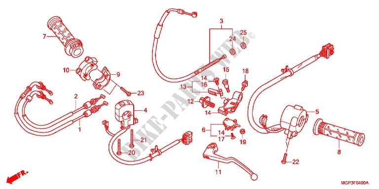 PALANCA DE MANIJA/INTERRUPTOR/CABLE(1) para Honda CBR 1000 RR WHITE 2012