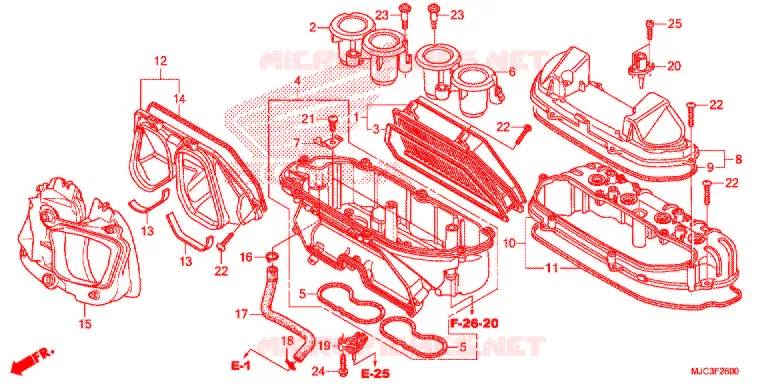 CUBIERTA DELANTERA/LIMPIADOR DE AIRE Honda MOTO 600 CBR 2015  CBR600RAD