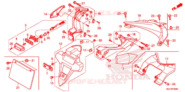 GUARDABARROS TRASERA Honda MOTO 600 CBR 2015  CBR600RAD