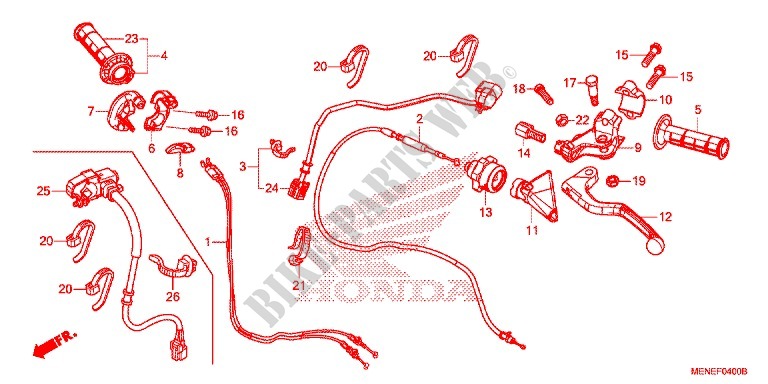 PALANCA DE MANIJA/INTERRUPTOR/CABLE(1) para Honda CRF 450 R 2014