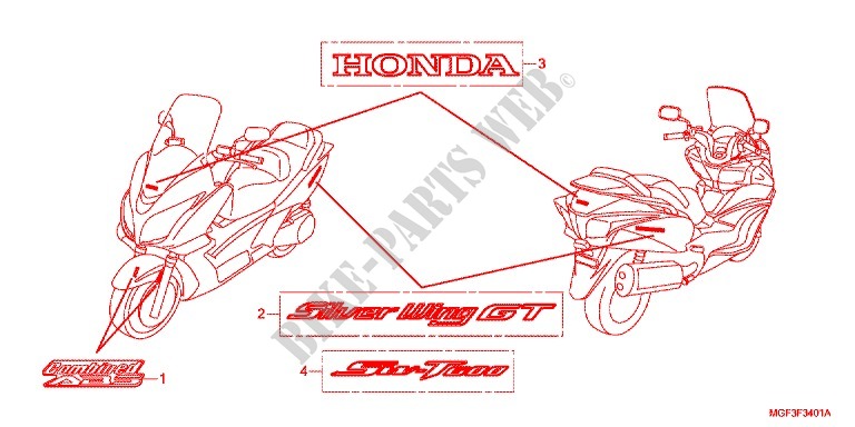 EMBLEMA/FLEJE (FJS600A9 2KO/FJS600AB/DB) para Honda SILVER WING 600 2011