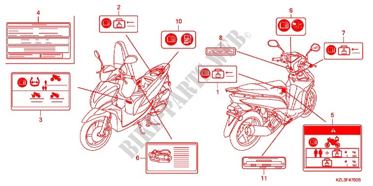 ETIQUETA DE PRECAUCION(1) para Honda VISION 110 2013