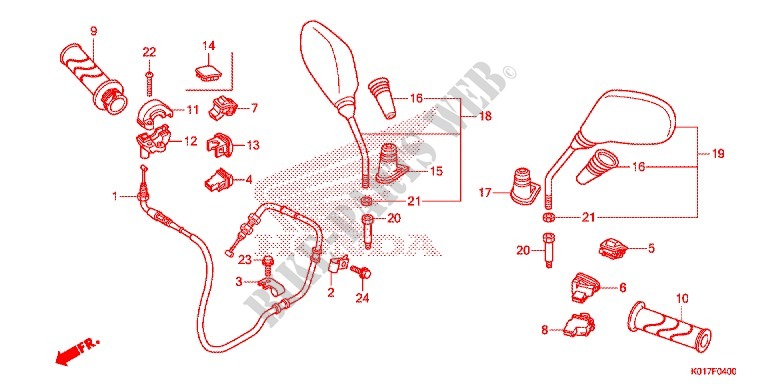 PALANCA DE MANIJA/INTERRUPTOR/CABLE/RETROVISOR para Honda SH 125 ABS D SPECIAL 2E 2013