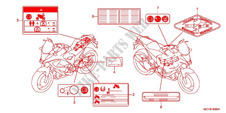 ETIQUETA DE PRECAUCION(1) para Honda CROSSRUNNER 800 2013