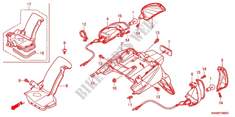 GUARDABARROS TRASERA / INTERMITENTE para Honda PCX 125 SPECIAL EDITION 2013