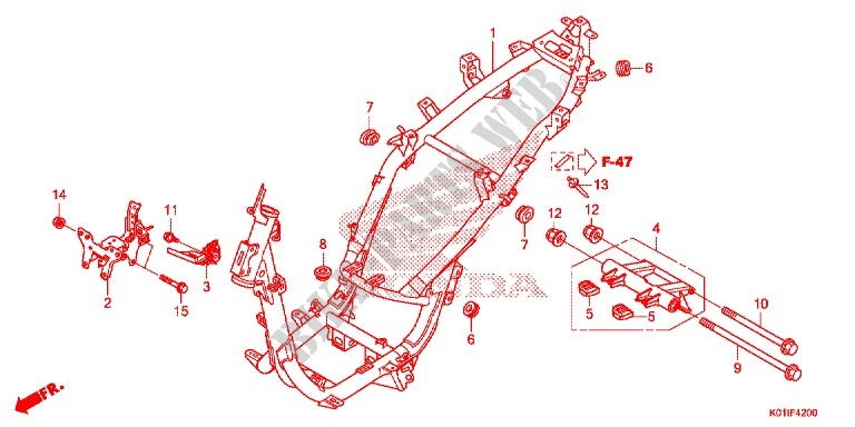 CUERPO DE BASTIDOR para Honda SH 125 ABS D TOP CASE 2014