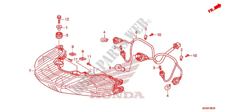 LUZ DE COMBINACION TRAS. para Honda SH 125 ABS D TOP CASE 2014