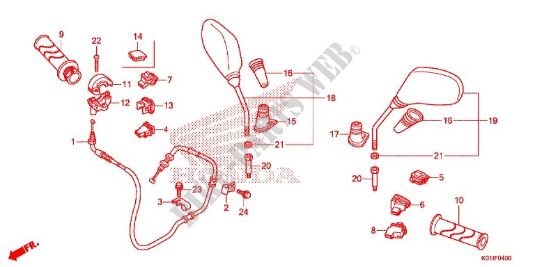 PALANCA DE MANIJA/INTERRUPTOR/CABLE/RETROVISOR para Honda SH 125 ABS D TOP CASE 2014