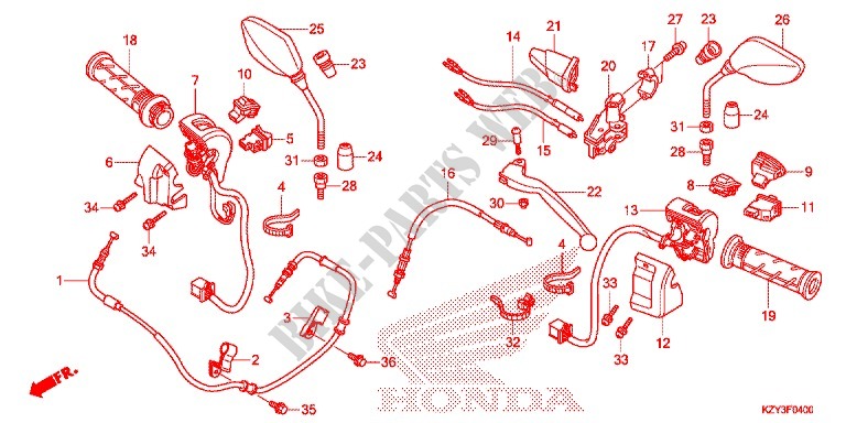 PALANCA DE MANIJA/INTERRUPTOR/CABLE(1) para Honda PCX 150 2012