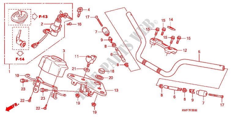TUBERIA DE MANIJA/PUENTE SUPERIOR (2) para Honda CBF125 2013