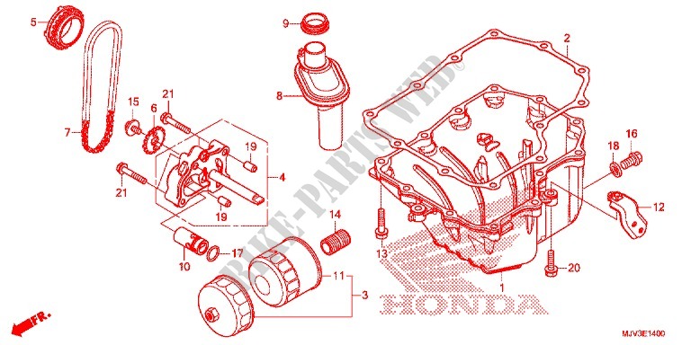 FILTRO DE ACEITE/COLECTOR DE ACEITE/BOMBA DE ACEITE para Honda CBR 500 R RED 2015