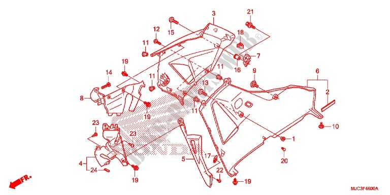 CAPO MEDIO/CAPO INFERIOR (D.) para Honda CBR 600 RR ABS HRC TRICOLOR 2013