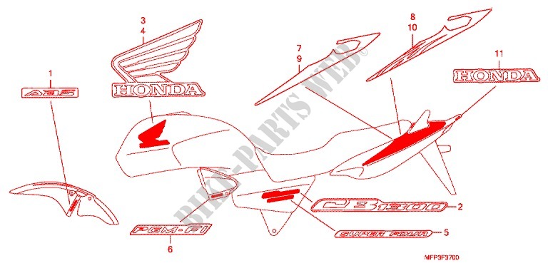 EMBLEMA/FLEJE (CB1300/CB1300A) para Honda CB 1300 SUPER FOUR 2009