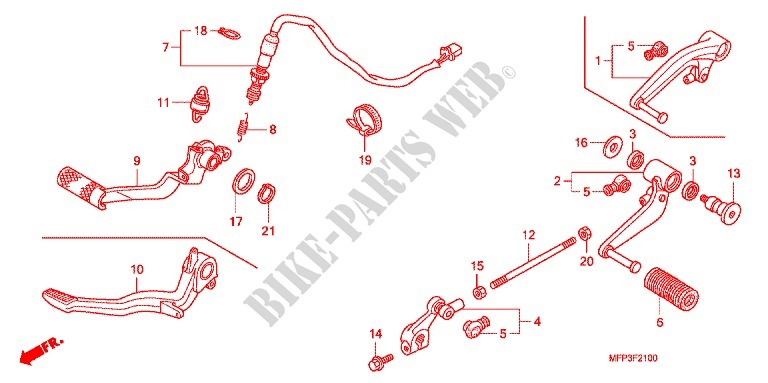 SOPORTE PRINCIPAL/PEDAL DE FRENO para Honda CB 1300 SUPER FOUR ABS 2009