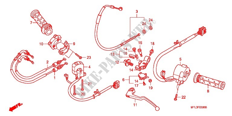PALANCA DE MANIJA/INTERRUPTOR/CABLE(1) para Honda CBR 1000 RR FIREBLADE ABS 2009