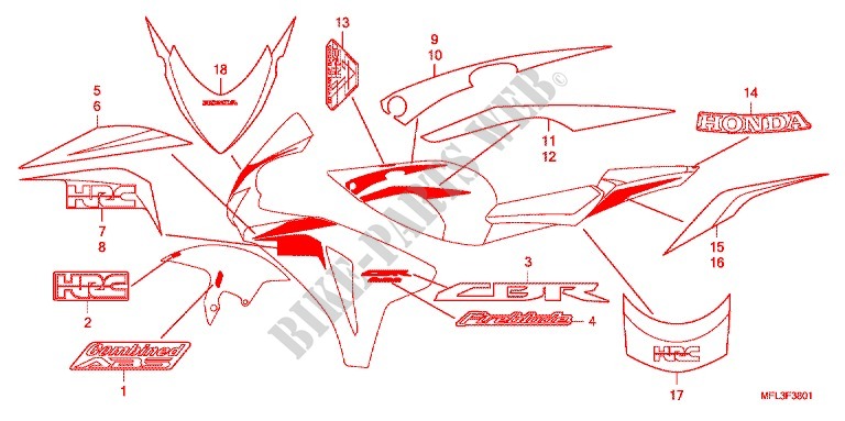 EMBLEMA/FLEJE (2) para Honda CBR 1000 RR ABS 2009