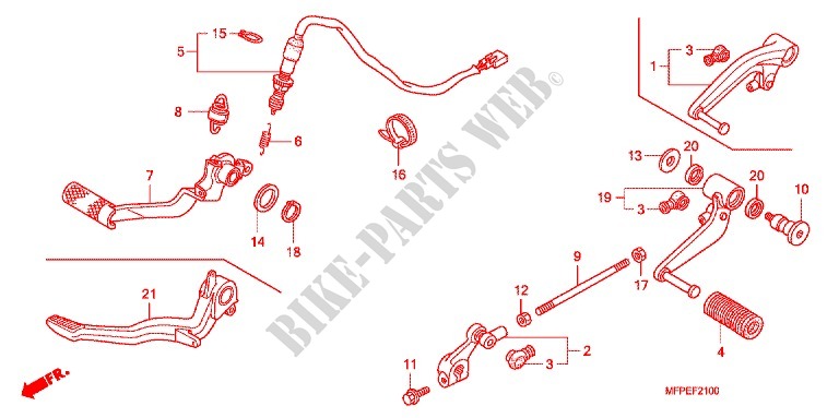 SOPORTE PRINCIPAL/PEDAL DE FRENO para Honda CB 1300 SUPER FOUR ABS 2010