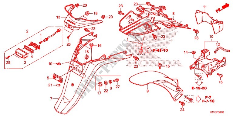 GUARDABARROS TRASERA para Honda SH 125 ABS 2020