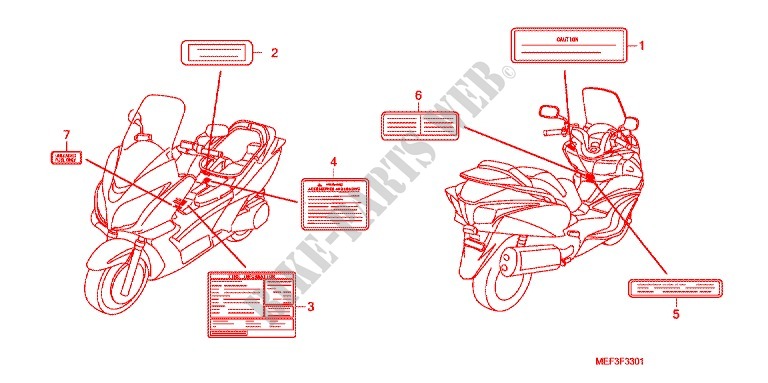 ETIQUETA DE PRECAUCION (FJS400D9/FJS400A) (1) para Honda SILVER WING 400 ABS 2009