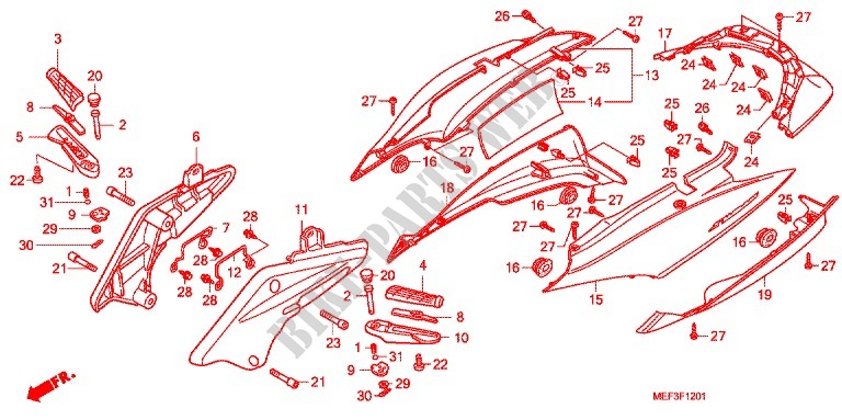 TAPAS TRASERAS (FJS400D9/FJS400A) para Honda SILVER WING 400 ABS 2010