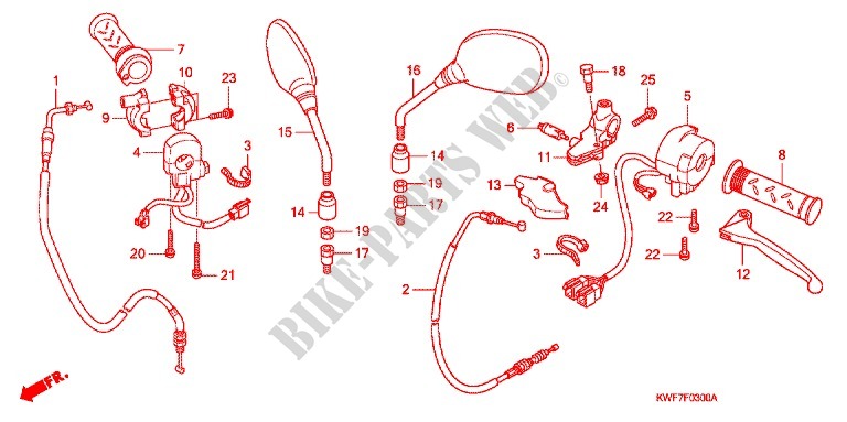 PALANCA DE MANIJA/INTERRUPTOR/CABLE(1) para Honda CBF 125 2009