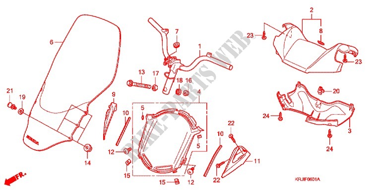 MANILLAR   CUBIERTA DE MANIJA (FES1257/A7) (FES1507/A7) para Honda S WING 125 FES ABS 2007