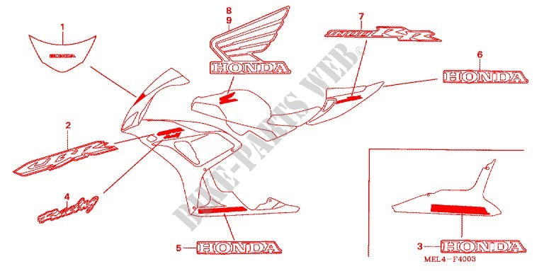 EMBLEMA/FLEJE (4) para Honda CBR 1000 RR 2007